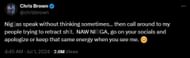 Chris Brown addresses PND on X (Image via X)